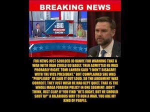 BREAKING: Fox News hosts scold JD Vance for the crime of pointing out a war might go badlyThe ….
