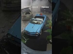 WATCH: Vehicle SLAMS into classic car collection #shorts #foxnews #fox #news